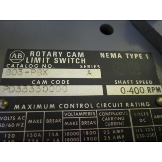 Allen Bradley 803-P8X Rotary Cam Limit Switch Series A PD33330000 - Parts Only