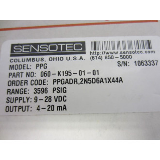 Honeywell 060-K195-01-01 Transducer Model PPG Sensotec