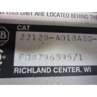 Allen Bradley 2212B-A018ABD-1-7EB42-24J-37-98-850GMD Enclosure Enclosure Only - Used