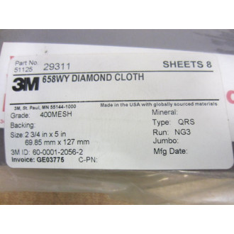 3M 51125 29311 5112529311 658WY Diamond Cloth (Pack of 8)