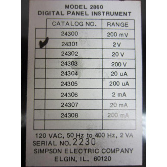 Simpson 2860 Digital Meter 24301