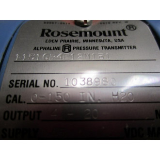 Rosemount 1151GP4E12M1B1 Pressure Transmitter