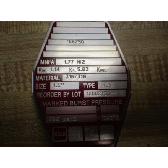 BS&B Safety Systems RLS Rupture Disk 1.5 Inch 10002430-1 186250