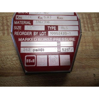 BS&B Safety Systems RLS Rupture Disk 1.5 Inch 10002430-1 186250