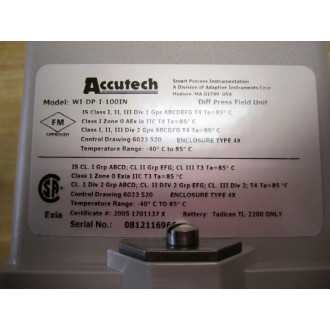 Accutech WI-DP-I-100IN Differential Pressure Field Unit - New No Box