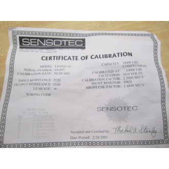 Sensotec LPF853-01 Pressure Transducer 10000 LBS 10K Unamplified