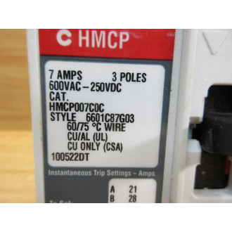 Cutler Hammer HMCP007C0C Circuit Breaker - New No Box