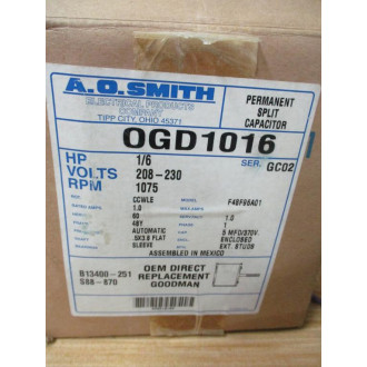 A.O. Smith OGD1016 Motor F48F96A01