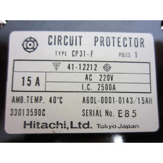 Hitachi A60L-0001-014315AH 15 AMP Breaker CP31-F (Pack of 7) - Used