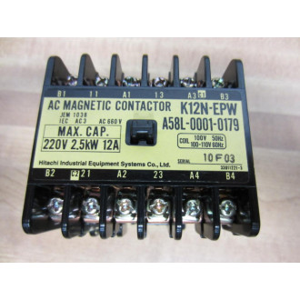 Hitachi A58L-0001-0179 A58L00010179 AC Magnetic Contactor K12N-EPW - Used
