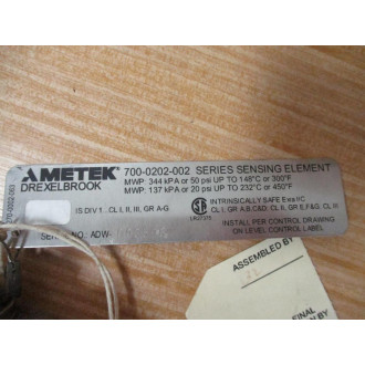 Ametek 700-0202-002 Drexelbrook Sensing Element - New No Box