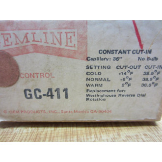 Gemline GC-411 Cold Control Westinghouse Reverse Dial Rotation GC411