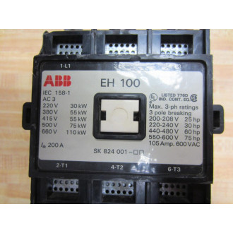 ABB EH100C-1 Contactor 105A 600VAC 3 Pole 110120V EH 100 EH100C1 - Used