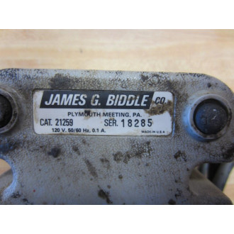 James G. Biddle 21259 Megger Ohms 120V 0.1A Tested To Power Up - Used