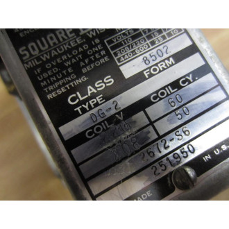 Square D 8502 DG-2 Contactor Size 2 8502DG2 - Used