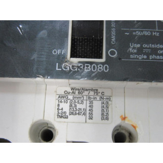 Siemens LGG3B080 80A Circuit Breaker LGG3B080L - Used
