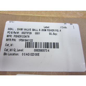 Fisher 1P591841122 Shim Valve Seal
