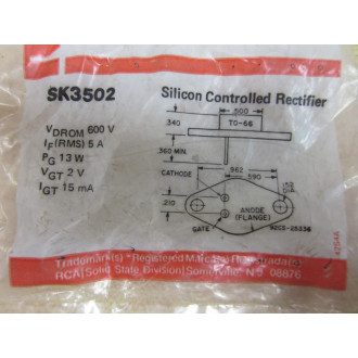 RCA SK3502 Silicon Controlled Rectifier (Pack of 6)