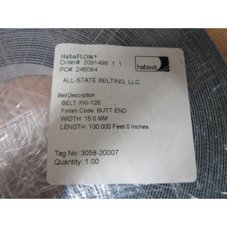 Habasit FNI-12E HabaFlow Conveyor Belt FNI12E 15MM x 100'