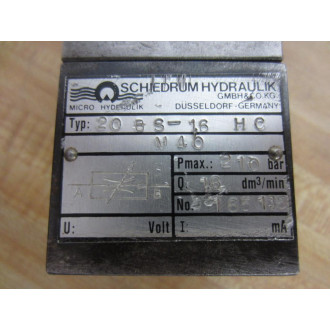 Schiedrum Hydraulik 20 BS-16 HC Valve 20BS16HC - New No Box