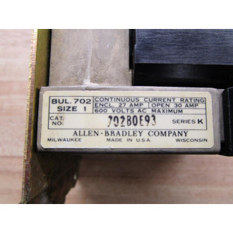 Allen Bradley 702BOE93 Starter 702B0E93 - Used