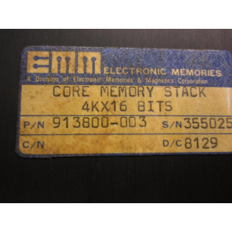 Electronic Memories 913800-003 Core Memory Stack - Used