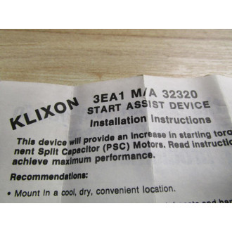 Klixon 3EA1 MA 32320 Start Assist Device Mars QC-14 - New No Box