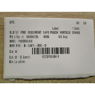 Powerblock B-SAFE-DOC-0 Sleeve Fme Document Safe Pouch - New No Box