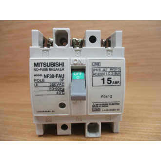 Mitsubishi NF30-FAU3P15A No-Fuse Breaker 15 AMP - New No Box