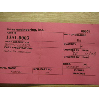 Neodym 1351-0003 Flat Gripper Magnet (Pack of 6) - New No Box