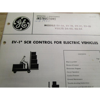 GE General Electric GEK-40724C Instruction Manual For EV-1* SCR Control - Used