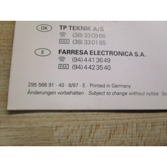 Heidenhain 295 566 91 40 Manual For LS 106LS - Used