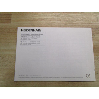 Heidenhain 280 281 93 5 Manual For Mounting ERA 180 Angle Encoder - Used