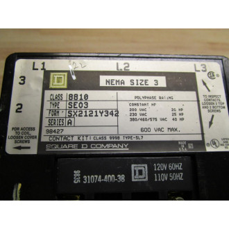 Square D 8810 SEO3 Starter 8810 SE03 SX2121Y342 - New No Box