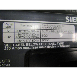 Siemens S1C30BL100CTS Panel Board - Used