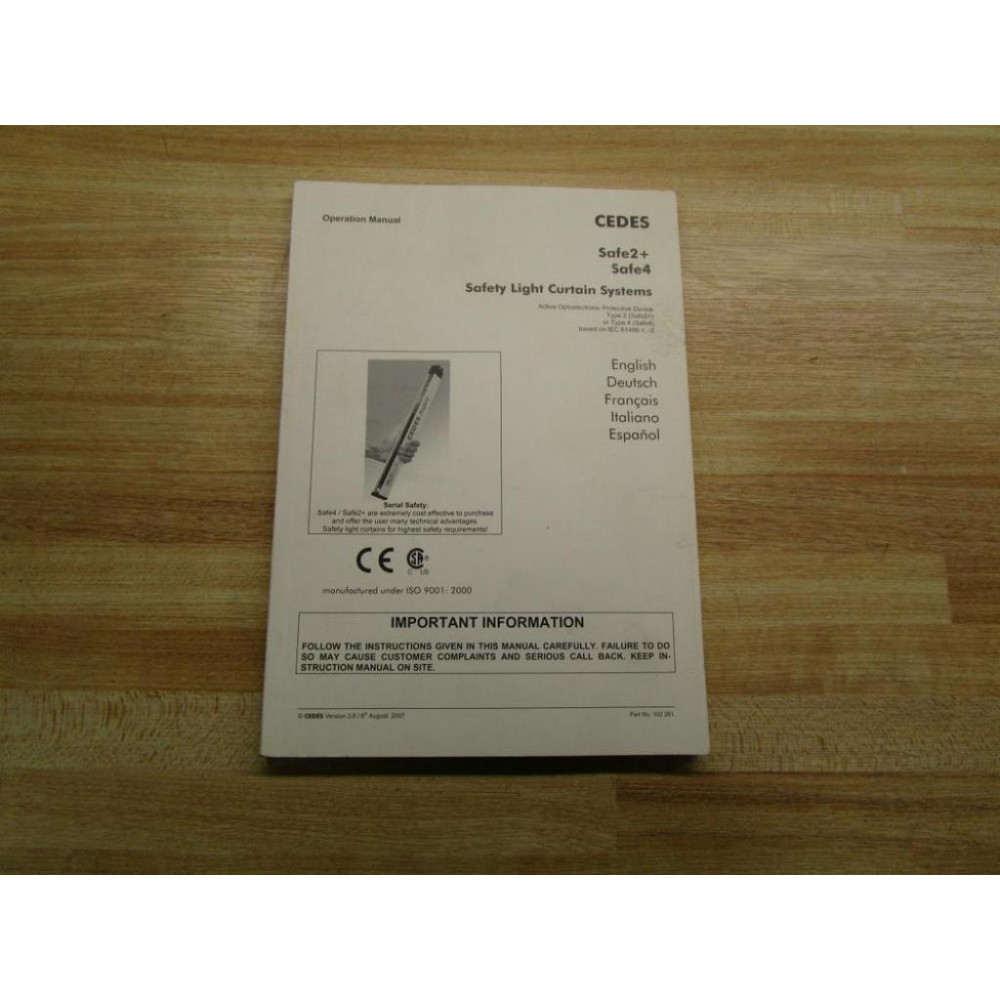 Cedes 102 261 Operation Manual Safe2+ Safe4 - Used