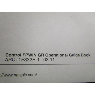 NAiS ARCT1F332E-1 Operational Guide Book FPWIN GR - Used