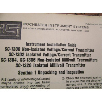 RiS 1035-114 Instruction Manual For SC-1302 - Used