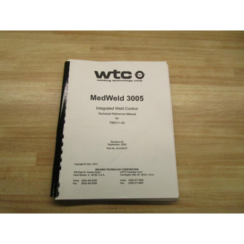 WTC M-034015 Manual For Med Weld 3005 - Used