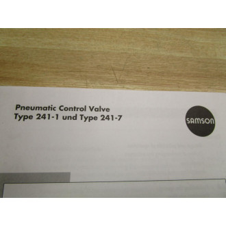 Samson EB 8015 EN Manual Type 241-1 And Type 241-7 - Used