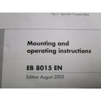 Samson EB 8015 EN Manual Type 241-1 And Type 241-7 - Used