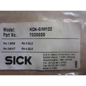 Sick 7020020 Cable KD4-Sim122
