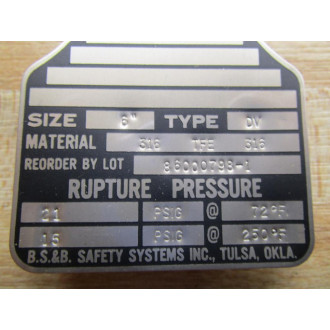 BS&B Safety Systems 86000798-1 Rupture Disk