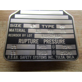 BS&B Safety Systems 86000798-1 Rupture Disk