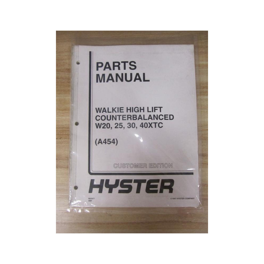 Hyster W20 25 30 40XTC Parts Manual Walkie High Lift 897977 (A454)