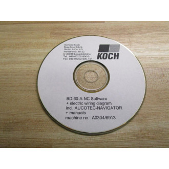 Koch BD-60-A-NC Software CD Machine No:A03046913