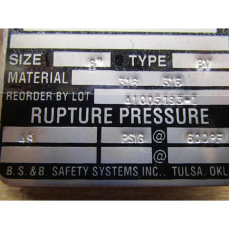 BS&B Safety Systems A1005193-1 Rupture Disk