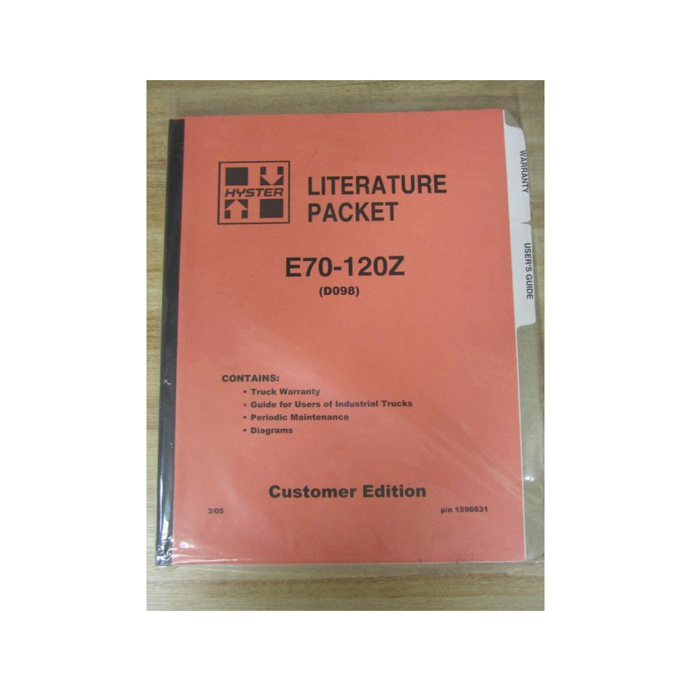 Hyster 1596631 Literature Packet E70-120Z Hy-1596631