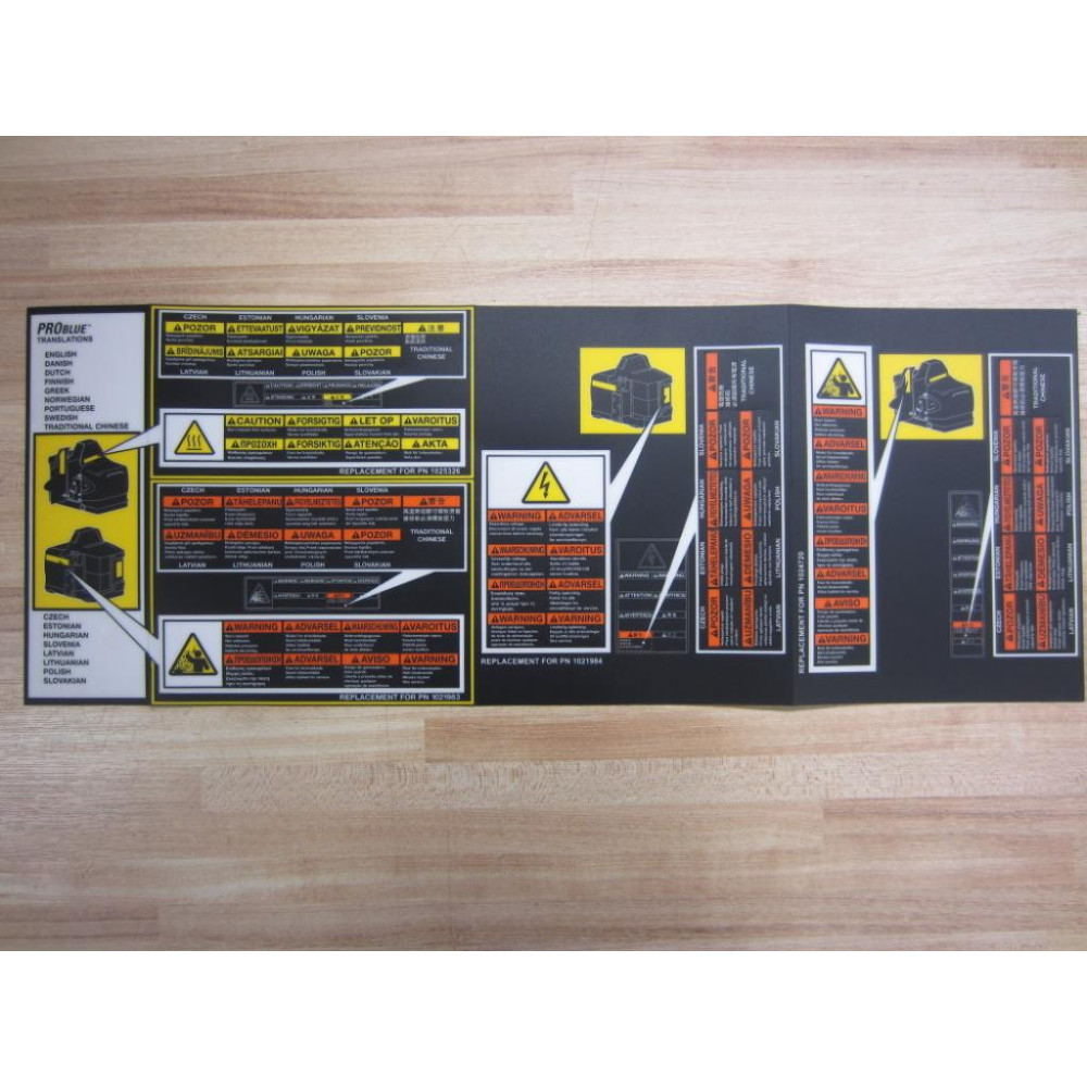 Problue 1025326 Replacement Warning Stickers - New No Box