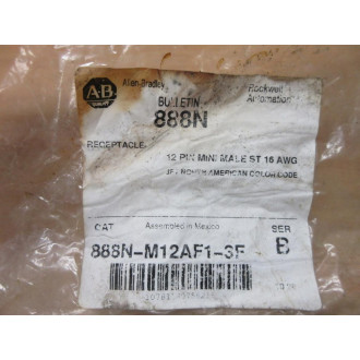 Allen Bradley 888N-M12AF1-3F Receptacle 888NM12AF13F